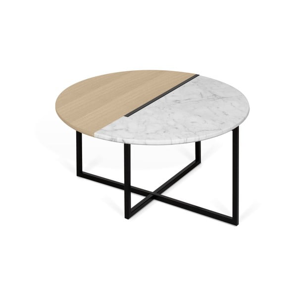 Stolik z blatem z drewna dębowego i marmuru ø 80 cm Sonata – TemaHome-image-1