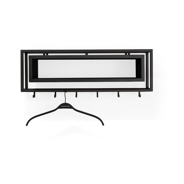 Czarny wieszak ścienny z litego drewna dębowego z półką 78 cm School – Spinder Design-image-2