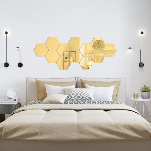 Zestaw naklejek na ścianę 12 szt. 17x20 cm Hexagons Gold – Ambiance-image-1