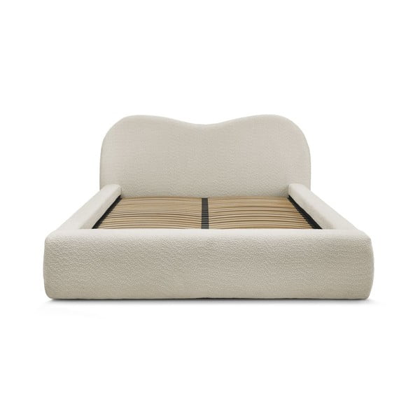 Beżowe tapicerowane łóżko dwuosobowe ze schowkiem i stelażem 160x200 cm Orlane – Bobochic Paris-image-4