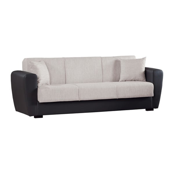 Kremowo-czarna trzyosobowa sofa rozkładana ze schowkiem Esidra Comfort