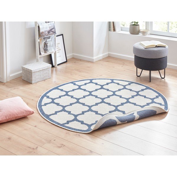Niebiesko-kremowy dywan odpowiedni na zewnątrz NORTHRUGS Palermo, ⌀ 200 cm-image-1