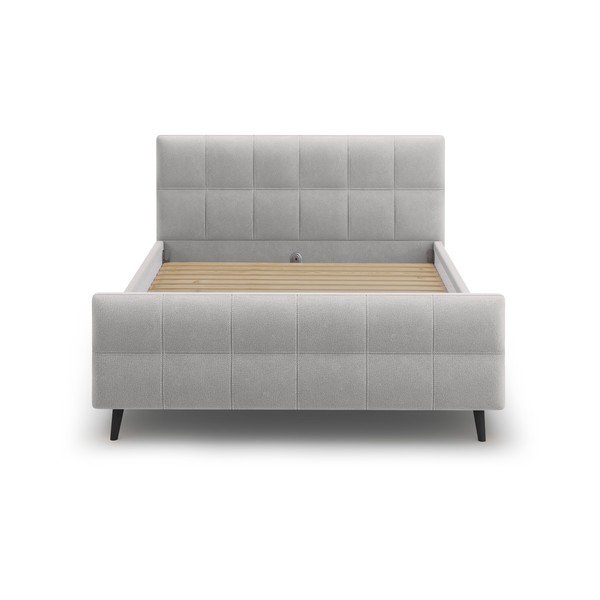 Jasnoszare tapicerowane łóżko dwuosobowe ze stelażem 180x200 cm Gigi – Micadoni Home-image-1