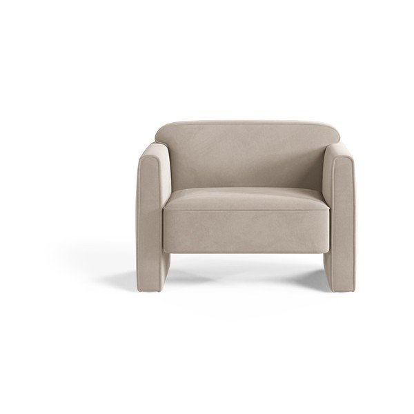 Beżowy aksamitny fotel Abby – Micadoni -image-1