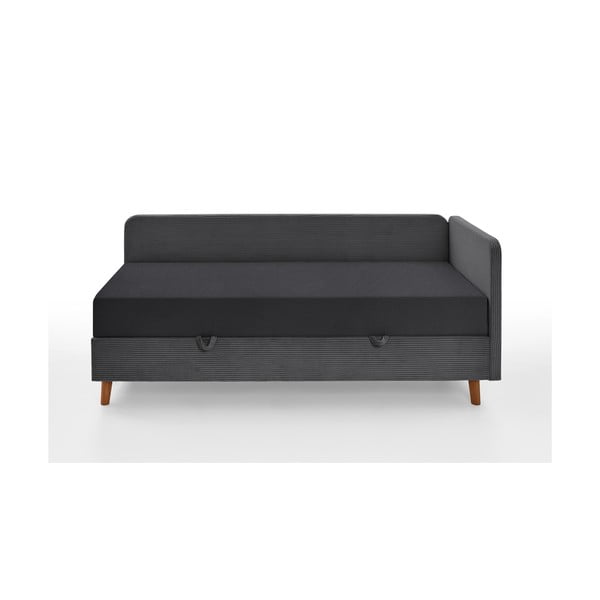 Ciemnoszare tapicerowane łóżko ze schowkiem 90x200 cm Cabana – Meise Möbel-image-3