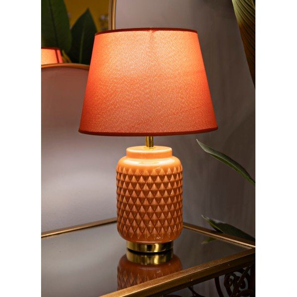 Pomarańczowa lampa stołowa ceramiczna z tekstylnym kloszem (wysokość 44 cm) – Mauro Ferretti-image-1