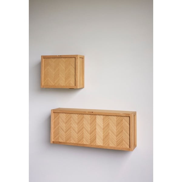 Wisząca szafka na buty z drewna dębowego z uchylnymi drzwiczkami Herringbone – Hübsch-image-2