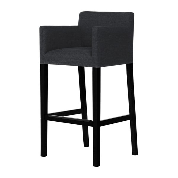 Ciemnoszare krzesło barowe z czarnymi nogami Ted Lapidus Maison Sillage