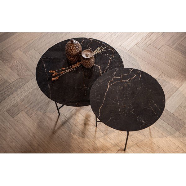 Czarny stolik z porcelanowym blatem WOOOD Vida, ⌀ 80 cm-image-2
