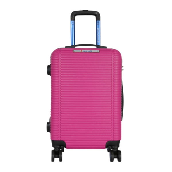Różowa walizka podręczna na kółkach Travel World, 44 l