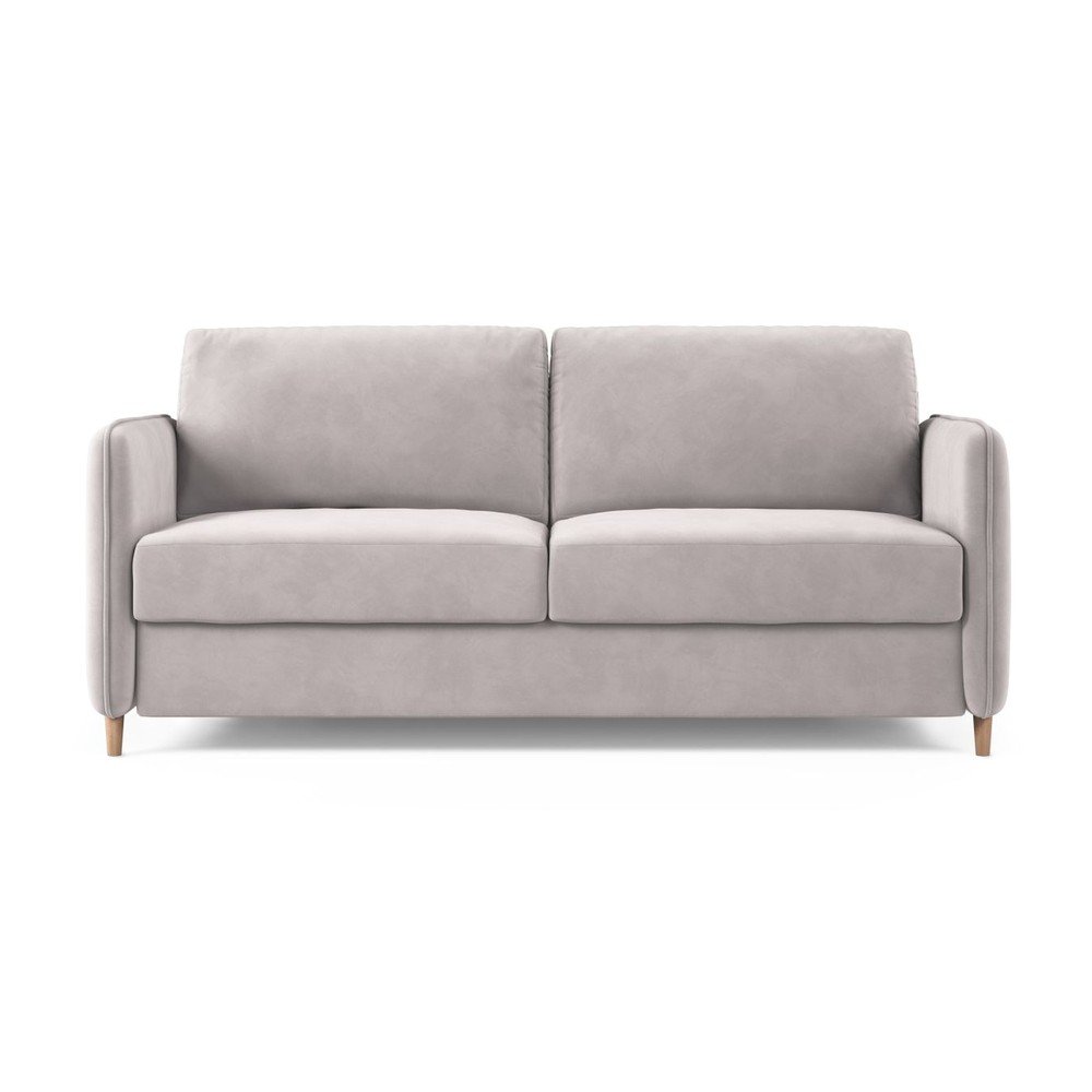 Jasnoróżowa aksamitna sofa do spania 184 cm Simo – Micadoni