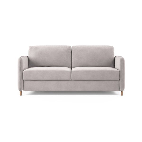 Jasnoróżowa aksamitna sofa do spania 184 cm – Micadoni 