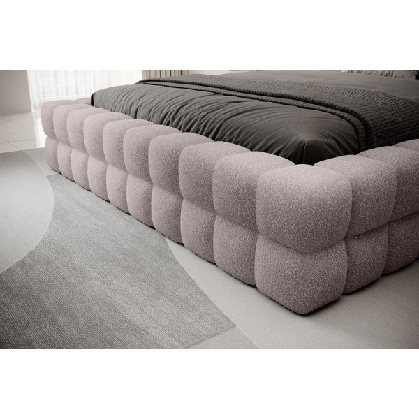 Jasnoróżowe tapicerowane łóżko dwuosobowe ze schowkiem ze stelażem 160x200 cm Dizzle – ELTAP-image-3