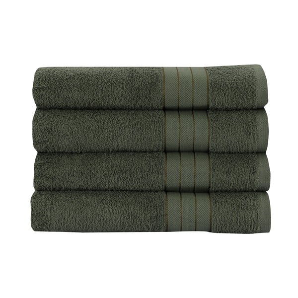 Ciemnozielone bawełniane ręczniki zestaw 4 szt. 50x100 cm – Good Morning