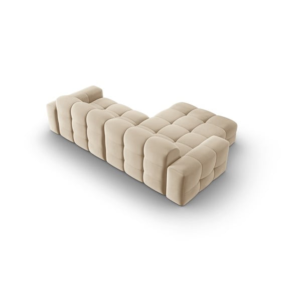 Beżowy aksamitny narożnik (lewostronny) Kendal – Micadoni Home-image-4