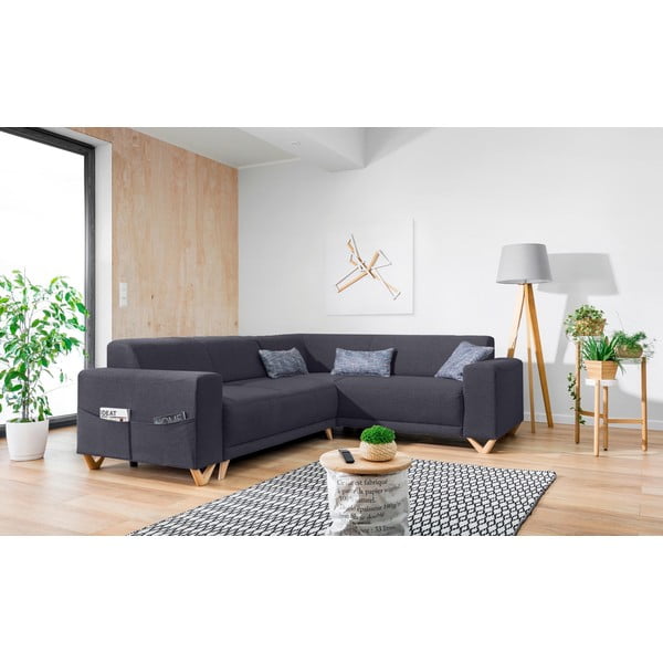 Antracytowy rozkładany/ze schowkiem narożnik (prawostronny/w kształcie litery L) Classy Sophie – Miuform-image-3