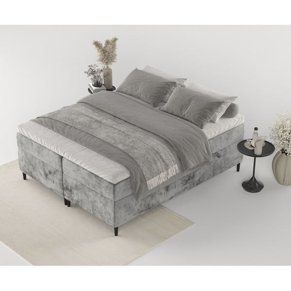 Ciemnoszare łóżko boxspring ze schowkiem 180x200 cm Araya – Maison de Rêve-image-1