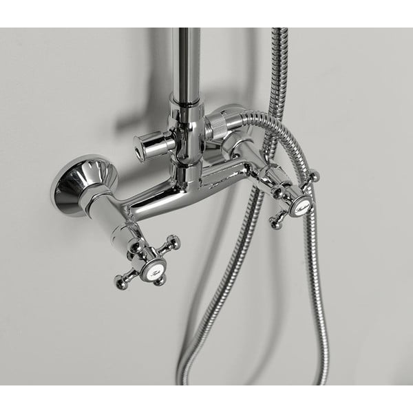 Zestaw prysznicowy z mosiądzu w kolorze srebra z połyskiem z deszczownicą i słuchawką prysznicową 142 cm Antea – Sapho-image-3