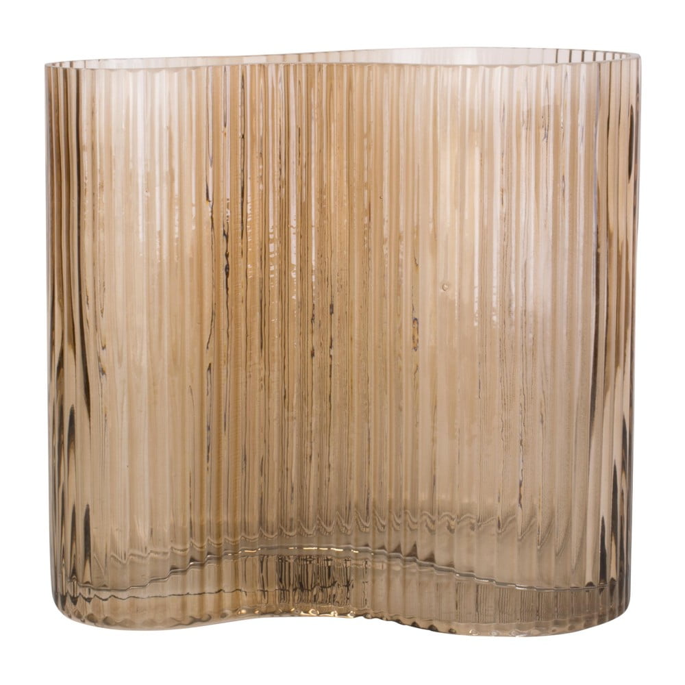 Jasnobrązowy szklany wazon PT LIVING Wave, wys. 18 cm