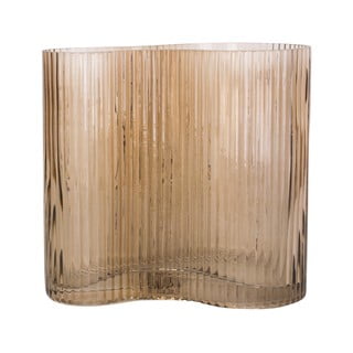Jasnobrązowy szklany wazon PT LIVING Wave, wys. 18 cm