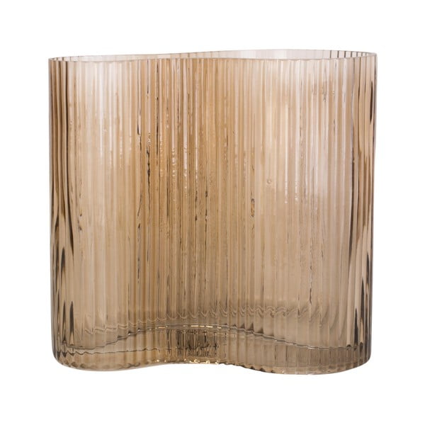 Jasnobrązowy szklany wazon PT LIVING Wave, wys. 18 cm