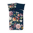 Ciemnoniebieska pościel jednoosobowa z satyny bawełnianej 140x220 cm Fiori – Descanso