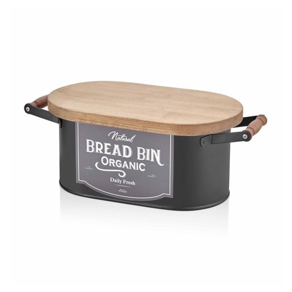Czarny pojemnik na chleb The Mia Bread, dł. 48 cm