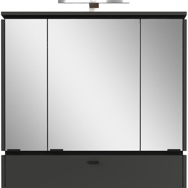 Antracytowa szafka łazienkowa z lustrem i oświetleniem 79x80 cm Modesto – Germania