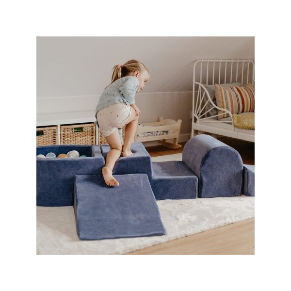 Jasnoszary aksamitny piankowy plac zabaw 3 szt. wysokość 30 cm 45x143 cm Montessori – Meowbaby-image-3