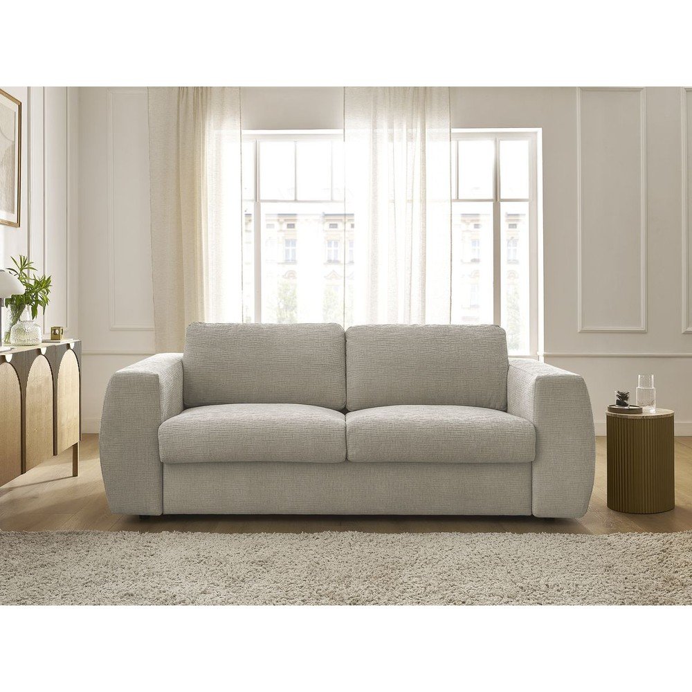 Beżowa rozkładana sofa do spania z tkaniny szenilowej 240 cm Hugo – Bobochic Paris (zdjęcie 3)