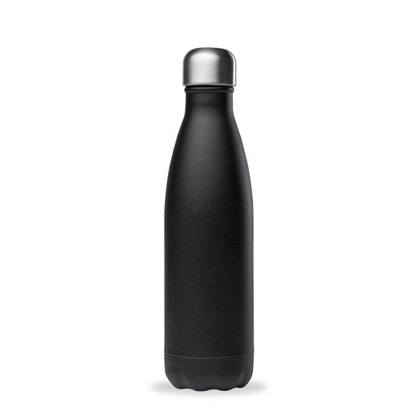 Czarna butelka podróżna ze stali nierdzewnej 500 ml Matt – Qwetch-image-2