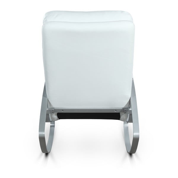 Biały fotel bujany ze skóry ekologicznej Garageeight Rockport-image-4