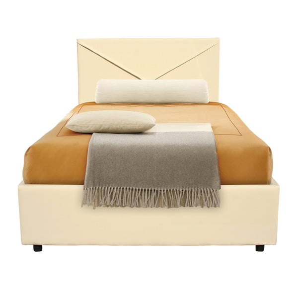 Beżowe łóżko jednoosobowe ze schowkiem 13Casa Mina, 95x205 cm