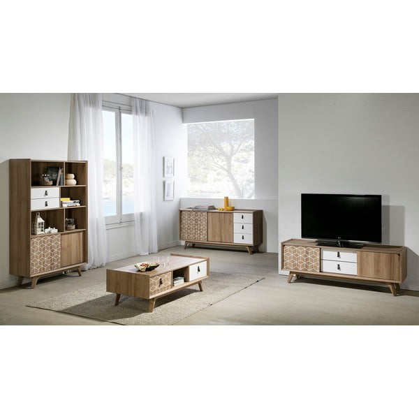 Brązowo-biała szafka pod TV Marckeric Java-image-1