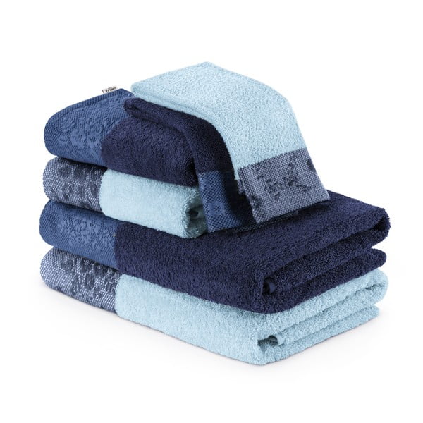 Zestaw 6 niebieskich ręczników AmeliaHome