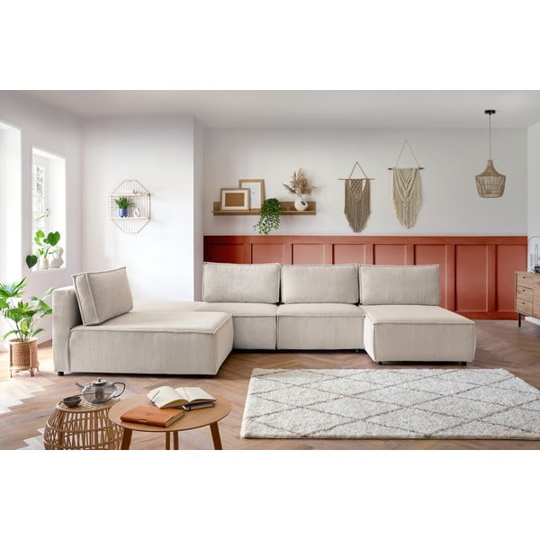 Kremowy sztruksowy narożnik (strona zmienna) Nihad modular – Bobochic Paris-image-1