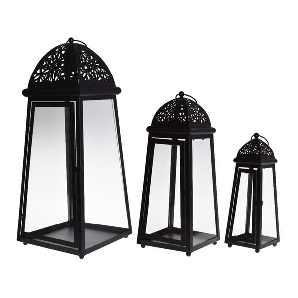 Zestaw 3 lampionów Romantic Black-image-1