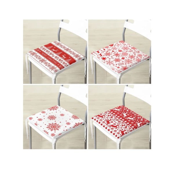 Poduszki na krzesła ze świątecznym motywem zestaw 4 szt. 40x40 cm Snowflakes – Mila Home-image-4