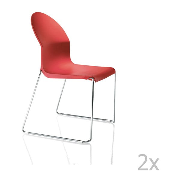 Komplet 2 czerwonych krzeseł Magis Aida