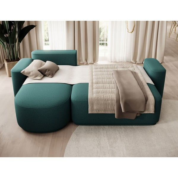 Zielony rozkładany/ze schowkiem narożnik z tkaniny szenilowej (lewostronny/z szezlongiem) Aurumm – ELTAP-image-4