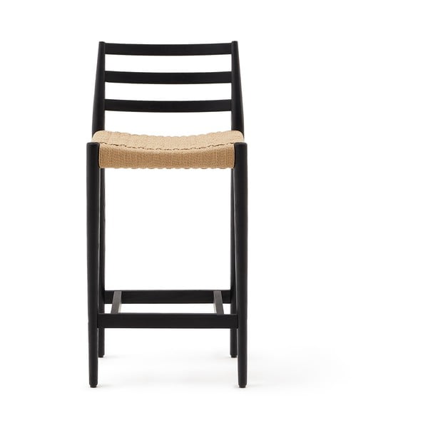 Czarno-naturalny hoker z litego drewna dębowego (wysokość siedziska 70 cm) Analy – Kave Home-image-2
