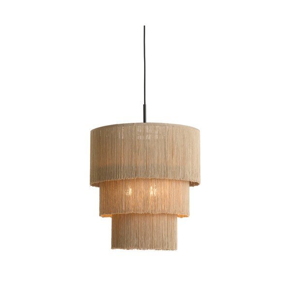 Szarobrązowa lampa wisząca z tekstylnym kloszem ø 10 cm Malaika – Light & Living-image-3