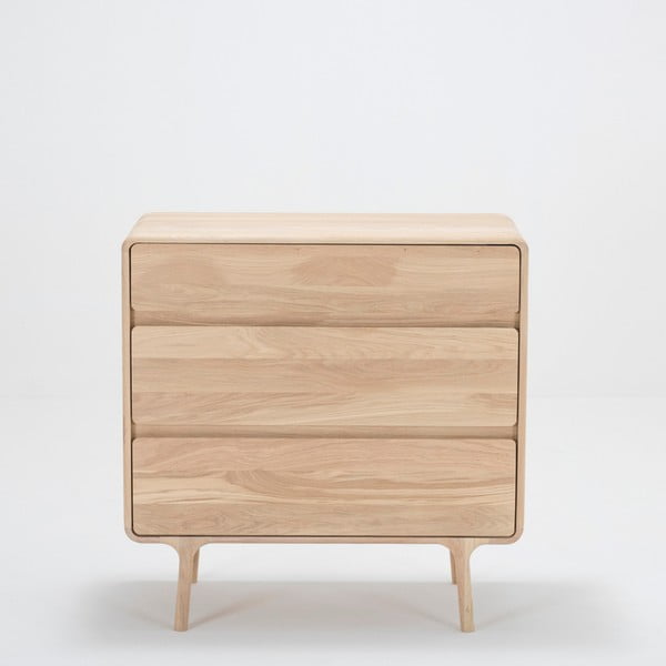 Komoda z litego drewna dębowego z 3 szufladami Gazzda Fawn-image-3