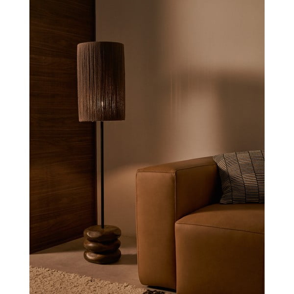 Lampa stołowa z litego drewna akacjowego w ciemnym naturalnym kolorze (wysokość 147 cm) Kor – Kave Home-image-1