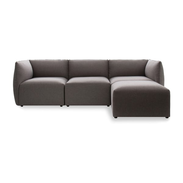 Szara 3-osobowa sofa modułowa z podnóżkiem Vivonita Cube