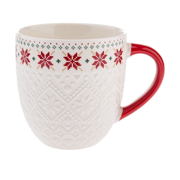 Biały porcelanowy kubek ze świątecznym motywem 630 ml Knitting – Dakls