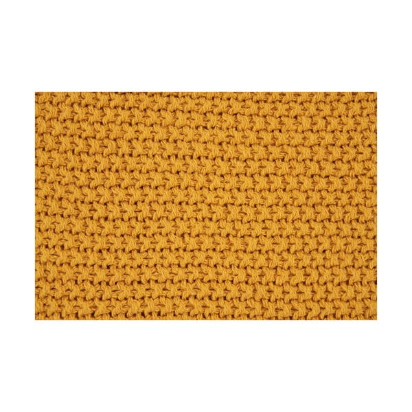Żółty koc z bawełny z recyklingu dzianinowy 130x170 cm Santos – House Nordic-image-2