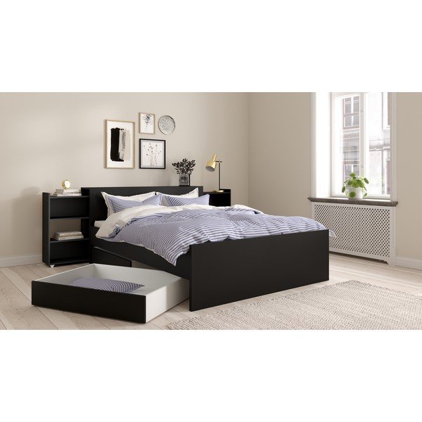 Czarne szuflady pod łóżko zestaw 2 szt. 90x190/140x190 cm Naia – Tvilum-image-1