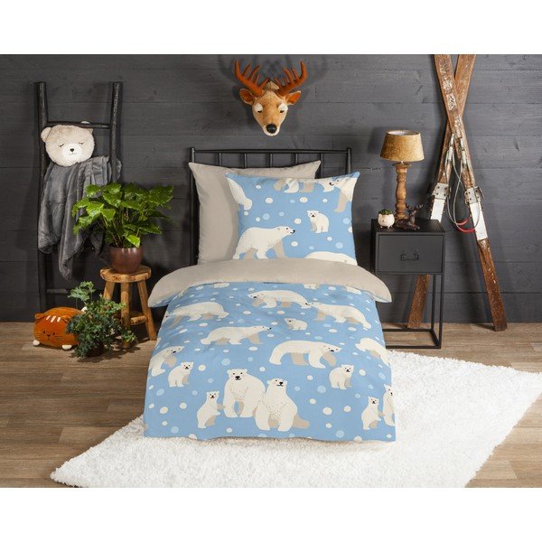 Flanelowa dziecięca pościel jednoosobowa 140x200 cm – Good Morning-image-1