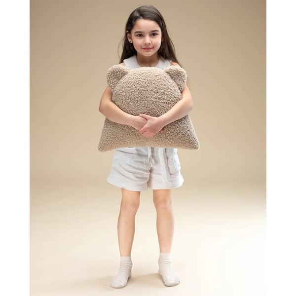 Jasnobrązowa poduszka na sofę dziecięcą z materiału bouclé Bear – Wigiwama-image-3